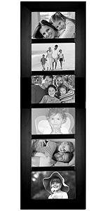 Malden 2012-664 Berkeley 4 by 6 Beveled Wood Edge 6 Opening Collage Frames, Black