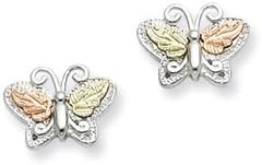 Mt. Rushmore Black Hills Gold Sterling Silver & 12K Butterfly Post Earrings