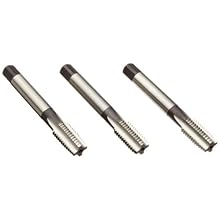 Dormer E500/E513 High-Speed Steel Straight Flute Tap Set, Uncoated (Bright) Finish, Round Shank With Square End, 3-Piece Set (1 Taper, 1 Plug, 1 Bottoming Chamfer)