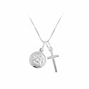 Sterling Silver Cross and Angel Charm Talisman Amulet Pendant