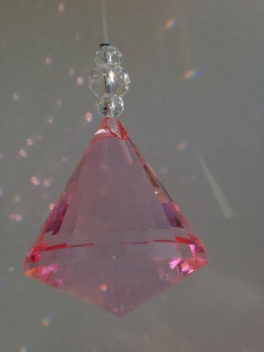 10pcs Suncatcher Multifaceted Hanging Crystal Prism Glass Diamond Lighting Pendants (Pink)