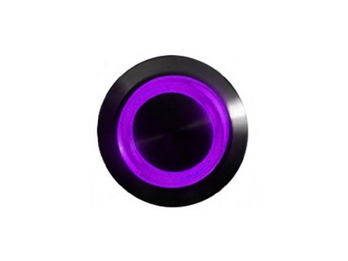mod/smart Purple Illuminated Bulgin Style Latching Vandal Switch - 22mm -Black Housing - Ring Illumination