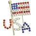Gold White Metal with Multi-Color Swarovski Crystal Brooch, Weight: 11.00gm - USA Flag
