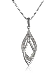 Sterling Silver 1/10cttw Diamond Pendant Necklace, 18"