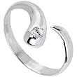 10k White Gold Cubic Zirconia Solitaire Flare Toe Ring