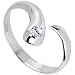 10k White Gold Cubic Zirconia Solitaire Flare Toe Ring
