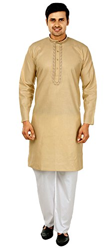 Maple Clothing Mens Kurta Pajama Embroidered Silk Cotton Indian Apparel