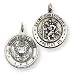 Sterling Silver Reversable US Army St.Christopher Pendant w/18 Silver Box Chain Necklace Included