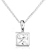 Silver P0280-CZ /CH96-41 41cm Square CZ Pendant on Chain