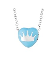 Sterling Silver 10mm Blue enamel Sweethearts CROWN Heart Pendant