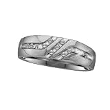 Mens Stunning 3 Channel Set Diamond Wedding Band- White Gold