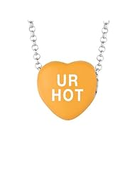 Sterling Silver 12mm Orange enamel Sweethearts UR HOT Heart Pendant