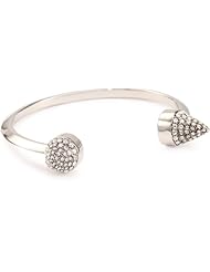 Giuseppe Zanotti Silver Finish Swarovski Encrusted Studs Cuff Bracelet