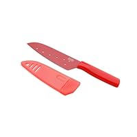 Kuhn Rikon 5-Inch Nonstick Colori Santoku Knife, Red