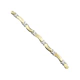 10K Two Tone Gold Satin and Polished Designer Bracelet - 7.25''