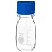 TWD TradeWinds 14395-100 Clear Borosilicate Glass 100mL Media/Storage Bottle with Blue Polypropylene Cap and GL-45 Screw Thread (Case of 10)