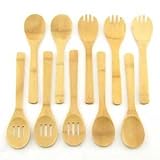 10 Piece Bamboo Cooking / Serving Utensil Set Spoons