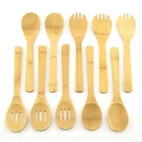 10 Piece Bamboo Cooking Serving Utensil Set Spoons by ThinkBamboo - Utensils