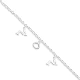 Sterling Silver M-O-M & Heart Anklet