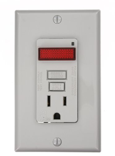 Leviton 7591-PLG 15-Amp, 125-Volt, Smart Lock GFCI, Single Outlet, LED Pilot Light, Monochromatic, Gray On Sale