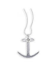 MMA Silver - 18 inch Oxidized Anchor Necklace