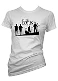 Ladies THE BEATLES SILHOUTTE White Tee shirt, Music Band shirt for Womens & Girls Sizes Various Colours & Sizes-TSL1092