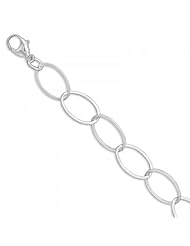 MMA Silver - 17 inch Polished Oval Flat Link Necklace