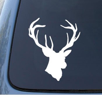 DEER HEAD - Hunting Buck - Car, Truck, Notebook, Vinyl Decal Sticker #1174 | Vinyl Color: White