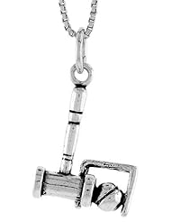 Sterling Silver Croquet Stick and Ball Pendant, 3/4 inch tall