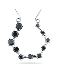 1.22 Cts Black Diamond Geo-Journey Pendant in 14K White Gold