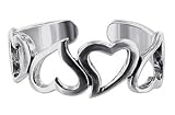 Sterling Silver Toe Ring Tiny Hollow Hearts Toering