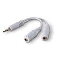 White Headphone 3.5mm Jack Splitter Adapter Cable/Lead