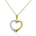 10K Yellow Gold Diamond Solitaire Heart Pendant on an 18" Necklace