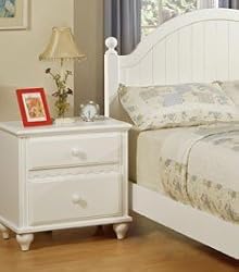 Night Stand with Storage Drawers - White Finish
