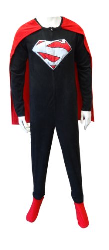Superman / SuperGirl Black Onesie Footie Pajama with Cape for men