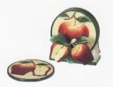 APPLE 5 Piece Coaster Set w/ Coaster Holder *NEW*!