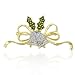 Jingle Bells and Ribbon Brooch - Gold-Plated and Rhodium-Plated, Clear and Dark Olive CZ