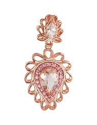 Clevereves 14K Rose Morganite 12.00X08.00 mm Genuine Morganite And Pink Tourmaline Pendant