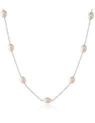 Sterling Silver Freshwater Cultured Pearl "Tin Cup" Necklace, 18"