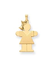 14k Solid Engravable Girl w/Bow on Left Charm