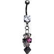 Handcrafted Austrian Crystal Midnight Cascade Titanium Belly Ring