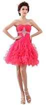 Hot Sale Herafa Strapless Princess Prom Dresses Romantic Style Ruched & Delicate Beading Rose Size:6