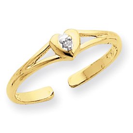 14k .01ct Diamond Heart Toe Ring - JewelryWeb