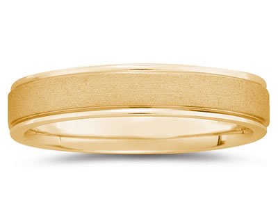5 mm Brushed Center Comfort-Fit Men's Wedding Band in 14k Yellow Gold