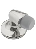 Solid Brass Mini Gooseneck Door Stop With Grey Rubber Bumper in Polished Nickel.