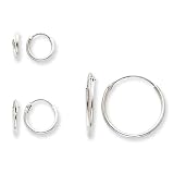 Sterling Silver 3 Pair Set Hoop Earrings