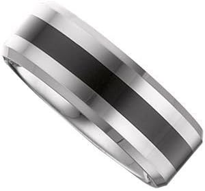 Jewelplus 8.3mm Dura Tungsten® Flat Band with Black Enamel Tungsten 8