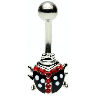 Ladybug Belly Ring w/ Red Crystals - Free Shipping!