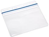 Menda 35047 Horizontal Zipper Closure Badge Holder with Blue Zipper, 3-7/8" Width x 2-5/8" Height (Pack of 50)