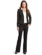 Anne Klein Womens Faux Leather Trim Melange Jacket And Pant